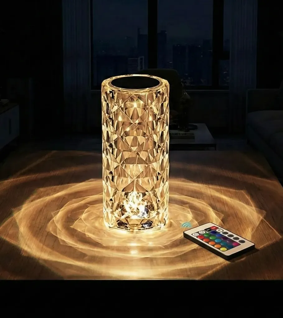 Rose Table Lamp with Remote Control & Touch Sensor | USB Rechargeable LED Night Light for Bedroom, Home Decor & Gift Items