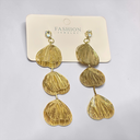 Elegant Triple Layered Golden Petal Dangle Earrings - Statement Party Wear Jewelry