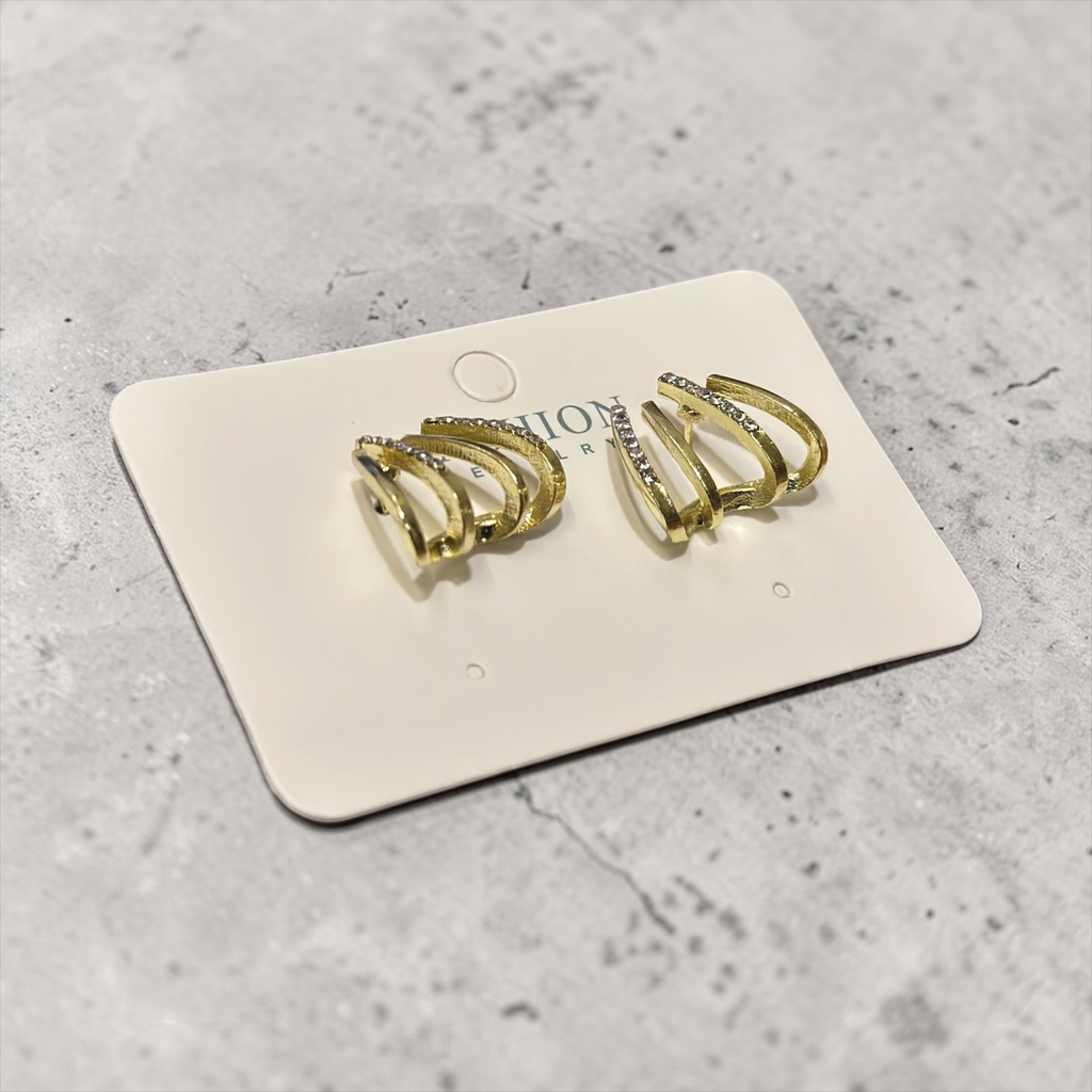 Elegant Multi-Layer Gold Cuff Earrings - Minimalist 4-Layer Studs for Girls & Women