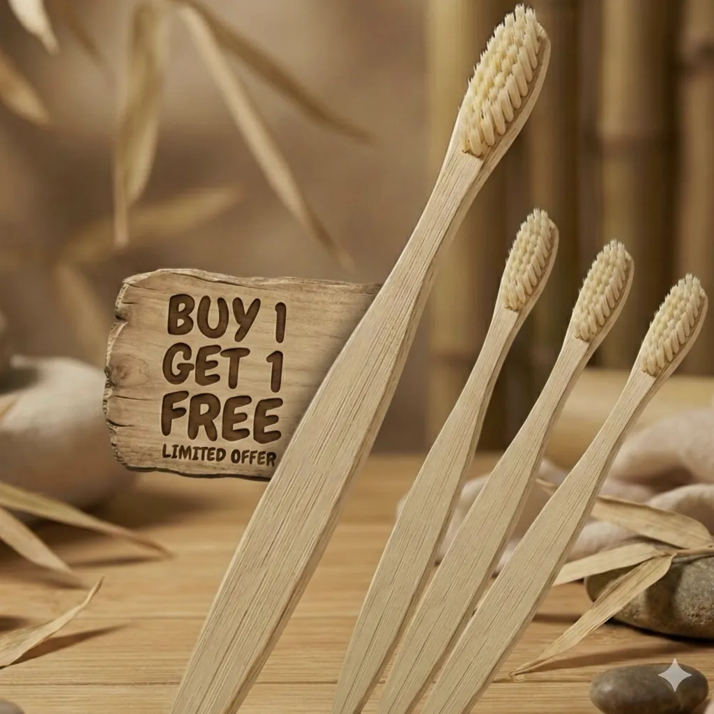 Super Saver Combo: 2 Premium Bamboo Toothbrushes (Buy 1 Get 1 Free Offer)