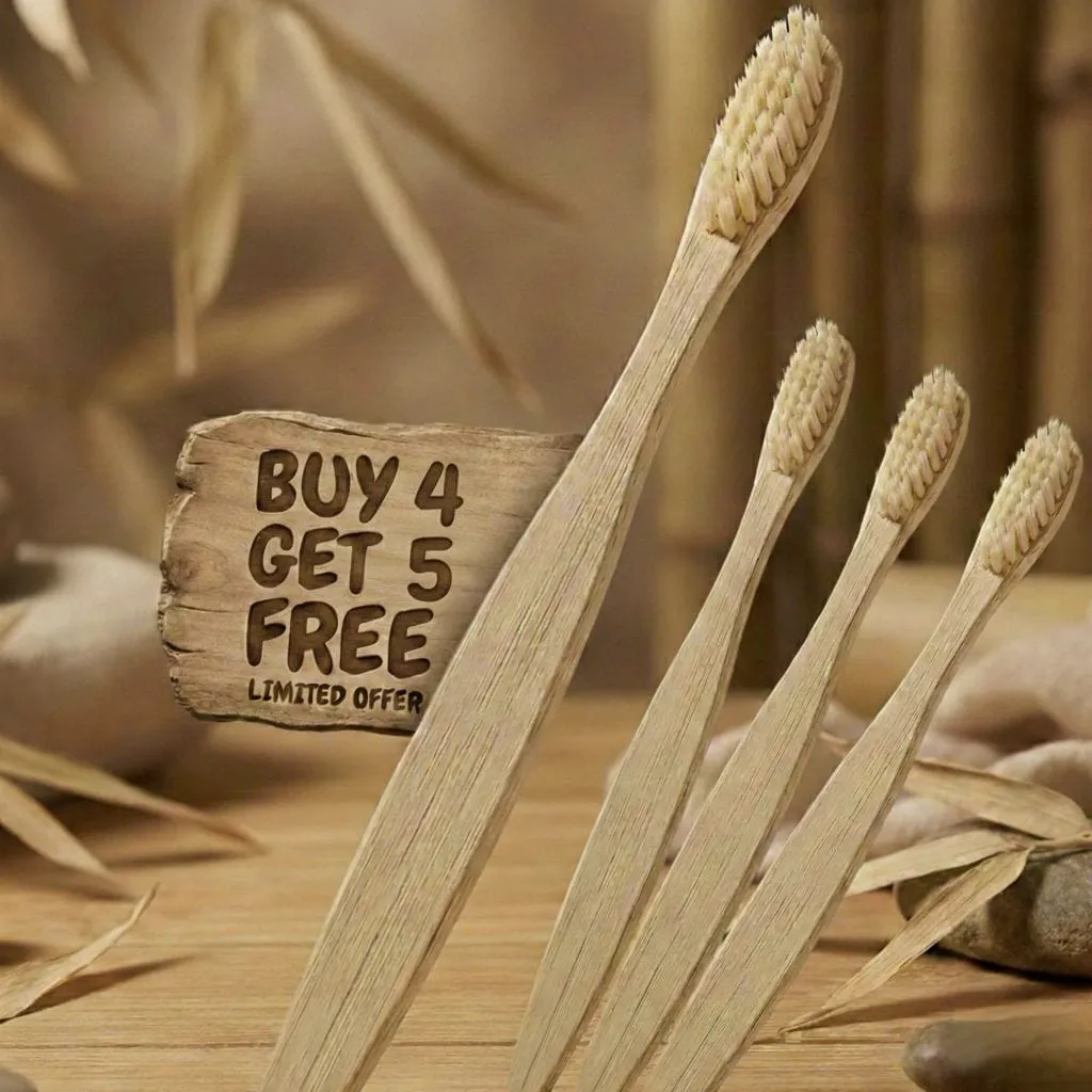 Super Saver Combo: 9 Premium Bamboo Toothbrushes (Buy 4 Get 5 Free Offer)